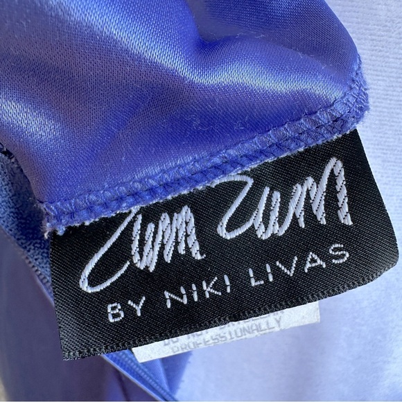 ZUM ZUM By Niki Livas VINTAGE 90s Y2K Satin Sequin Slip Mermaid Dress Blue 5 / 6 - Picture 10 of 12